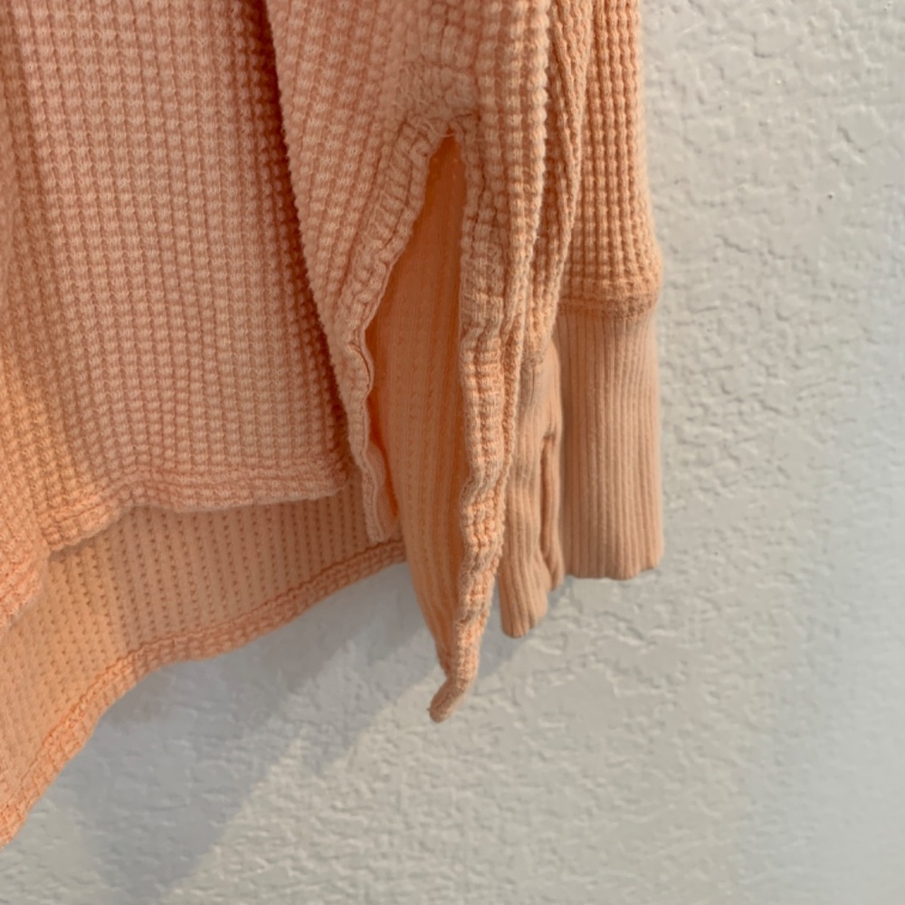 Offline by Aerie T Shirt Large Dance Club Waffle Knit Long Sleeve Peach Orange - Picture 10 of 15